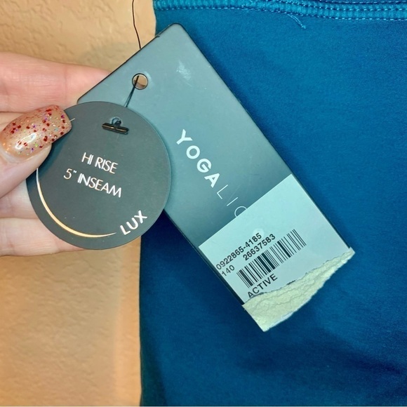 NWT Yogalicious Lux Shorts XS Dark Teal Spandex 5” Inseam Athletic Shorts New - Picture 5 of 13